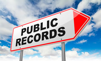 Public Records - Inscription on Red Road Sign on Sky Background