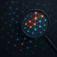 A stylised magnifying glass focusing in on specific areas of a complex network, leaving other areas in soft blur. Visual metaphor for selective, focused review scope.