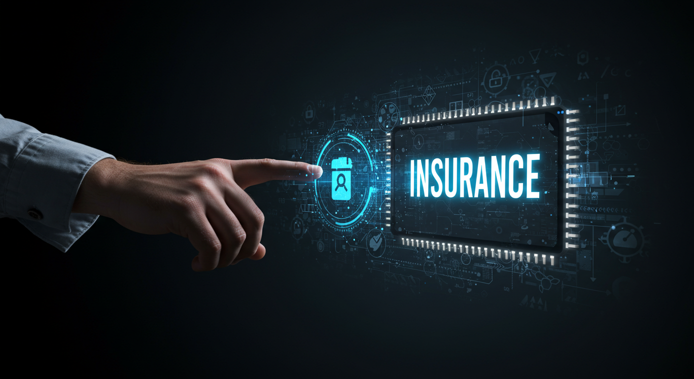 Insurance written on a chip, with finger pointed at it